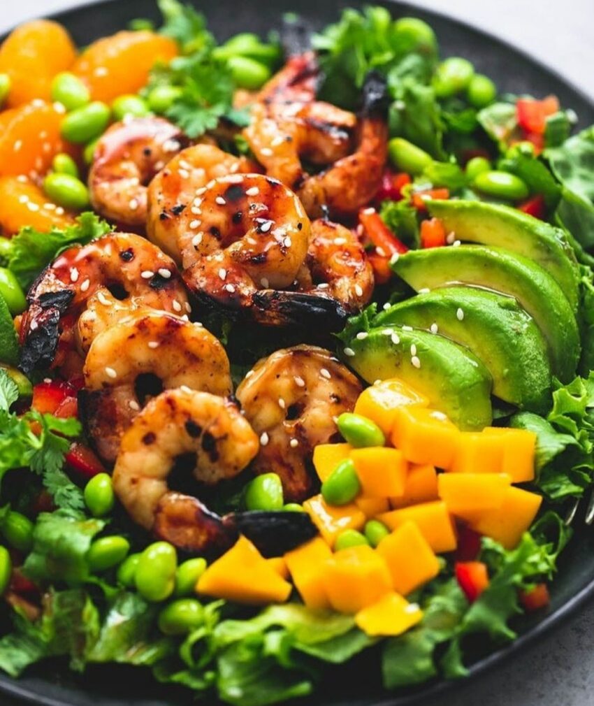 Mango Mandarin Sesame Shrimp Salad
