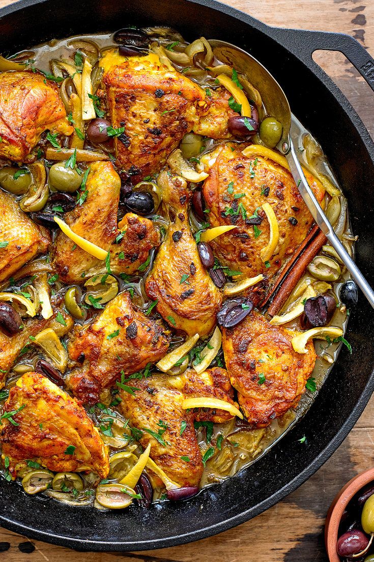 MOROCCAN CHICKEN TAGINE WITH OLIVES AND PRESERVED LEMONS