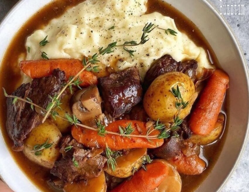Red Wine-Braised Beef Stew With Potatoes And Carrots