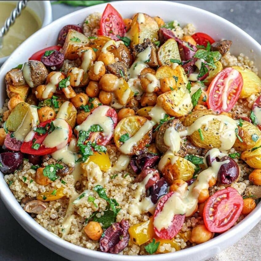 Roasted Potato, Spiced Chickpea & Vegetable Quinoa Salad