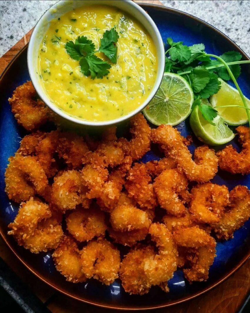 Crispy Coconut Panko Prawns with Mango