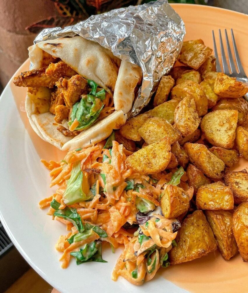 Coronation Chicken Naanwich & Spiced Potatoes