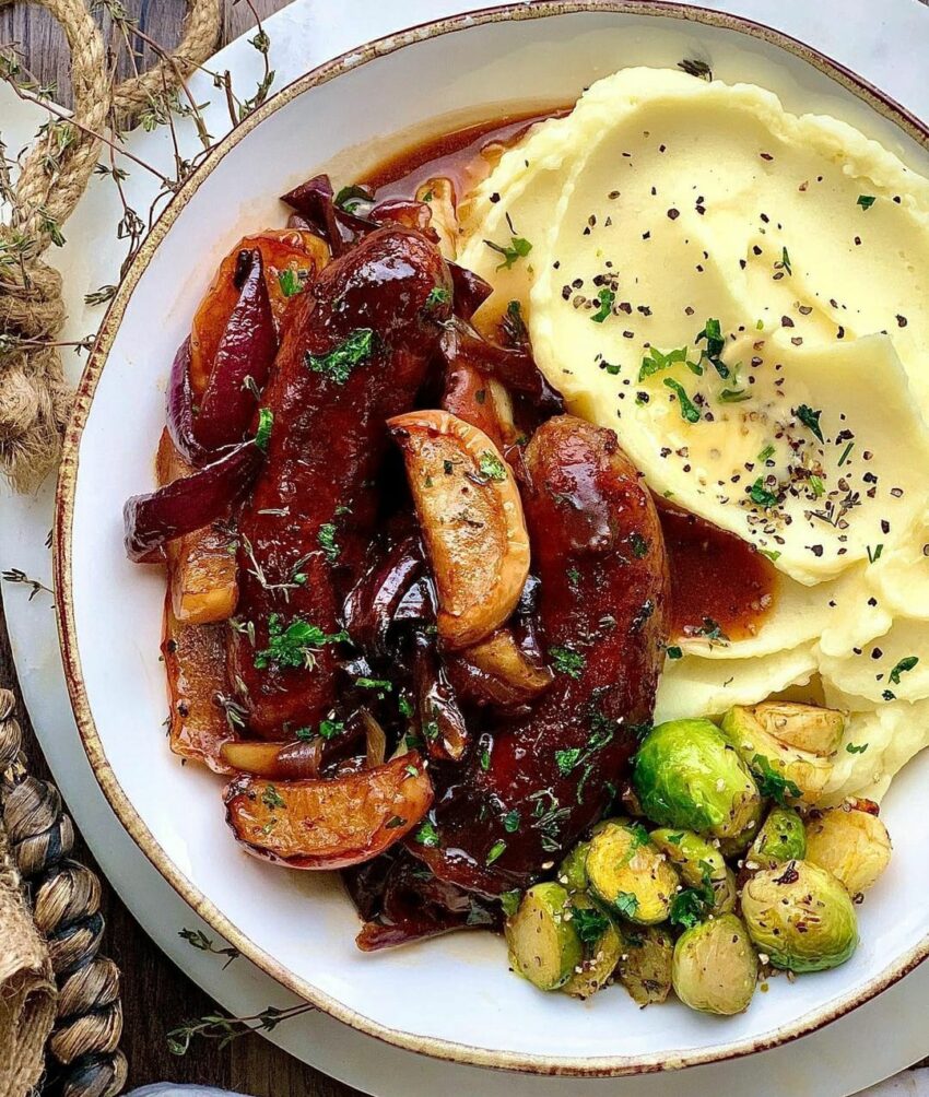 Creamy Mashed Potatoes and Roasted Brussel Sprouts