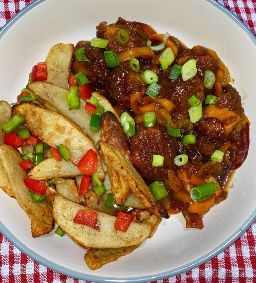 Sticky Salt & Pepper Chicken with Salt & Pepper Chips