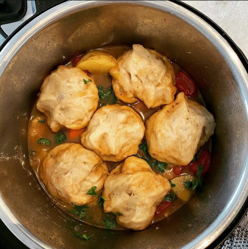 INSTANT POT LAMB STEW AND DUMPLINGS