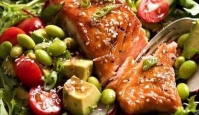Salmon Salad with Asian Ginger Sesame Dressing