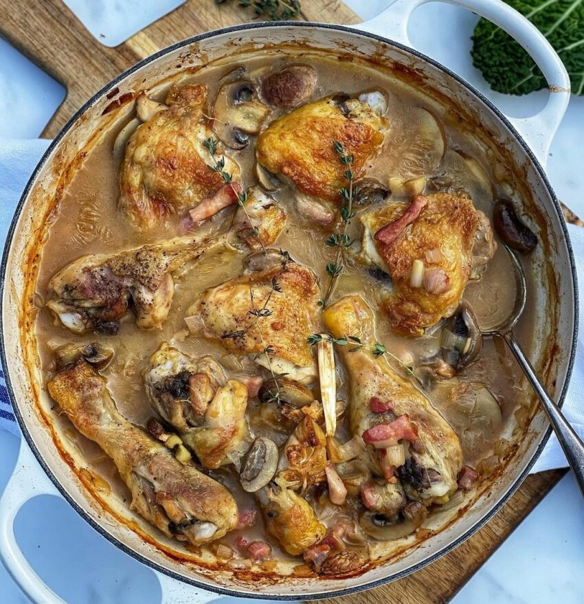 Coq au vin blanb And Piri Piri Chicken