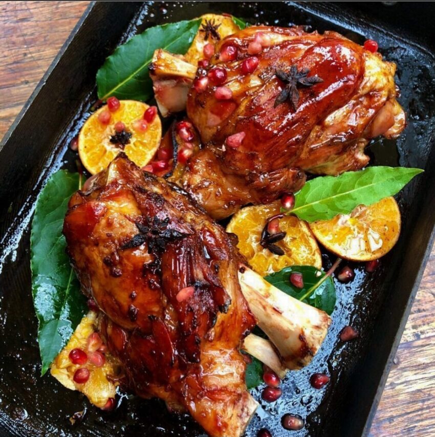 Festive Pomegranate Molasses & Clementine Ham Hocks