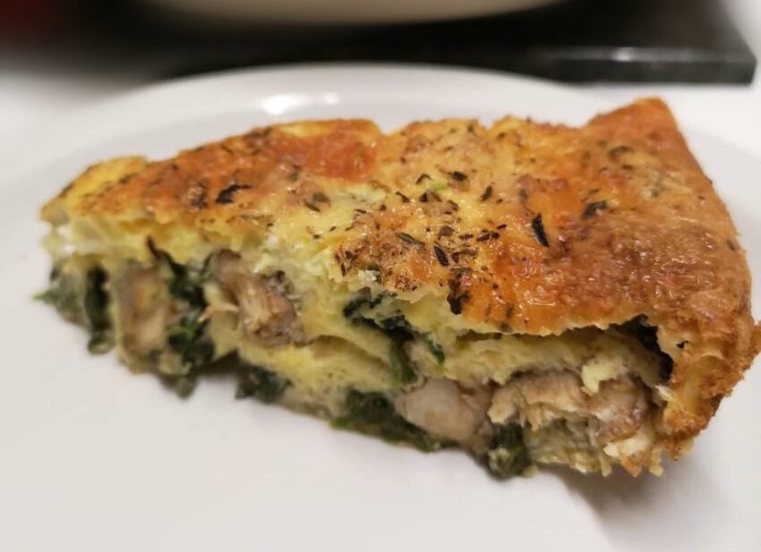Chicken Mushroom and Spinach Crustless Quiche