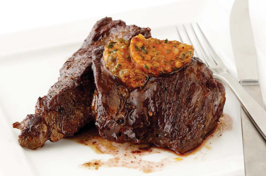 sear-roasted sirloin tip steaks with café de paris butter