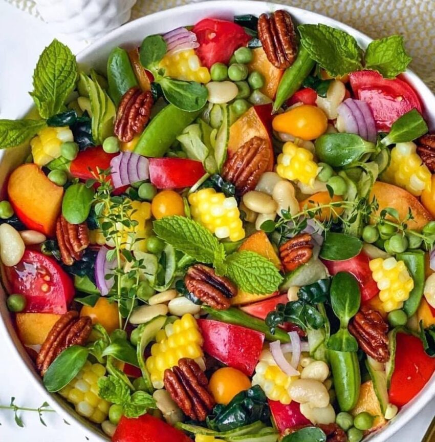 HARVEST SALAD + PEACH LEMON TIME VINAIGRETTE