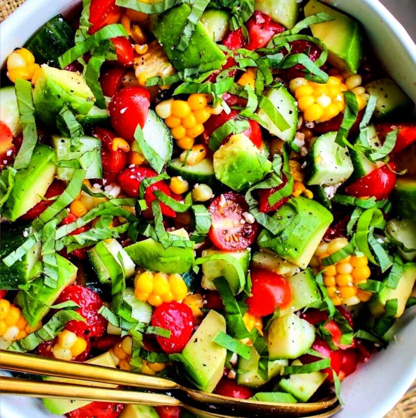 Salad Corn Strawberries And Avocado