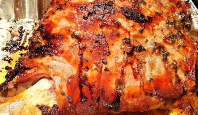 Roasted leg of lamb
