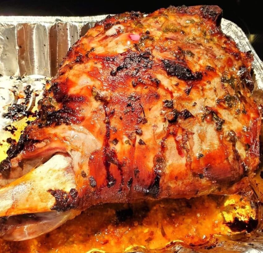 Roasted leg of lamb