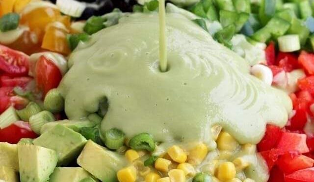 Vegan Mexican Chopped Salad with Avocado Dressing