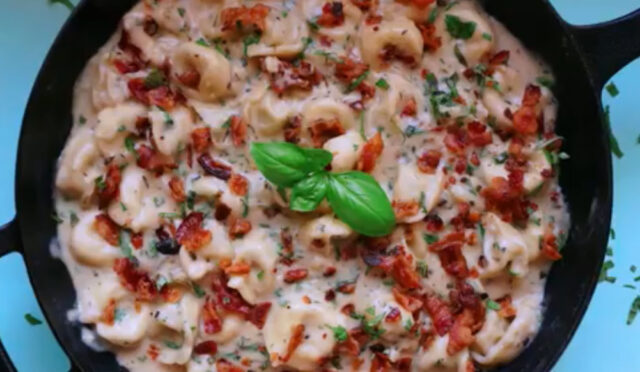 One Pan Creamy Three Cheese Tortellini Recipe
