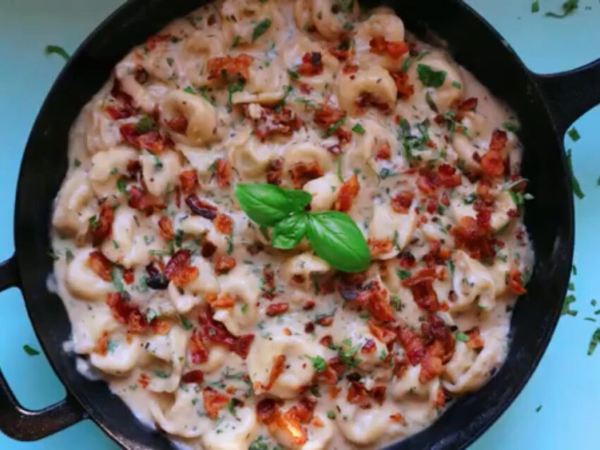 One Pan Creamy Three Cheese Tortellini Recipe