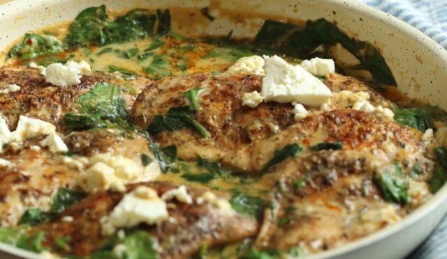 Chicken in a Creamy Spinach & Feta Sauce