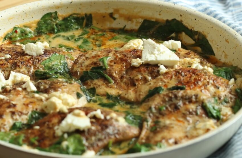 Chicken in a Creamy Spinach & Feta Sauce