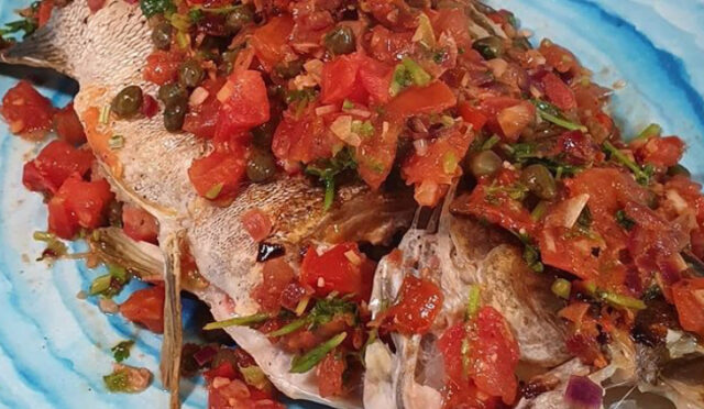 One Pan Spicy Tomato Caper Fish