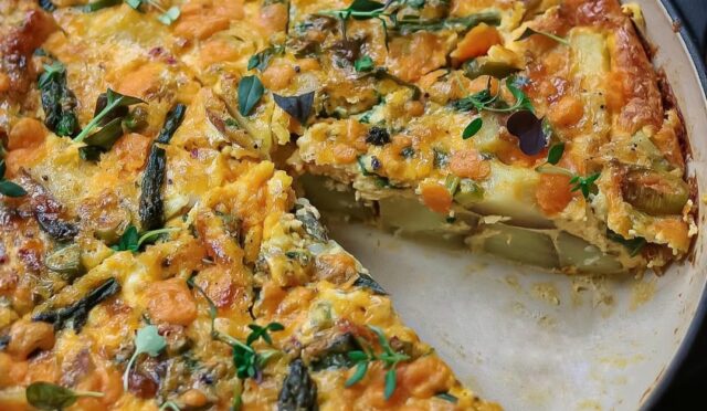 Double Cheese Potato Asparagus & Leek Frittata