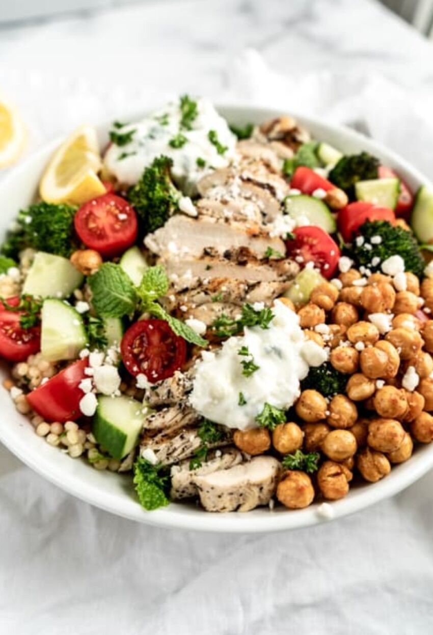 Greek chicken bowls