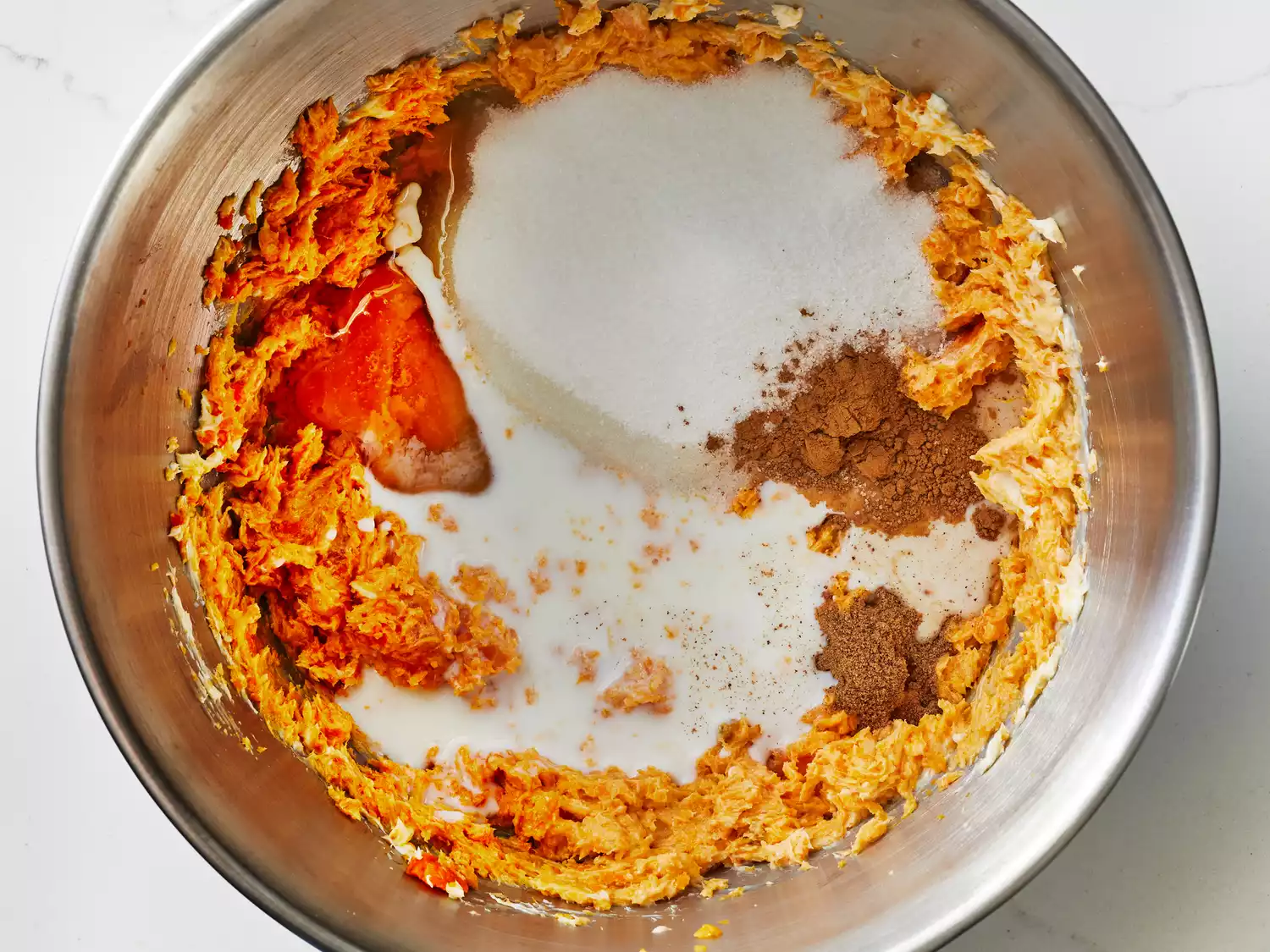 rest of ingredients added to butter and potato mixture.