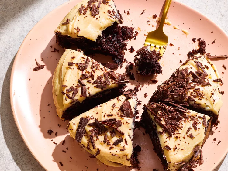 Air Fryer Mini Dark Chocolate Cake with Brown Butter Frosting