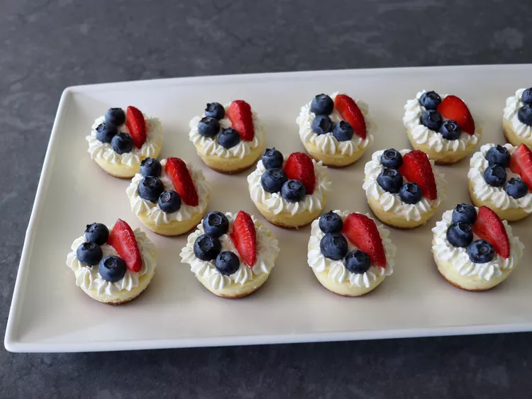 Red, White, and Blue Cheesecake Bites