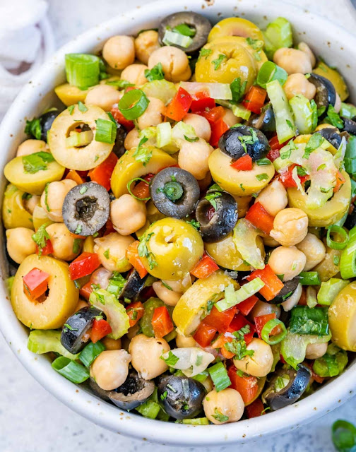 Lemony Chickpea + Olive Chopped Salad