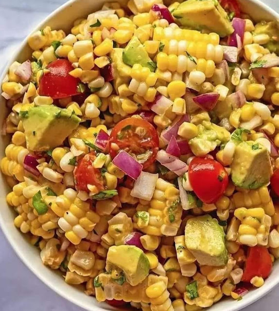 Summer Corn  Avocado Salad with Miso Lemon Dressing