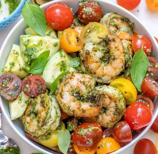 Pesto Shrimp Avocado Salad