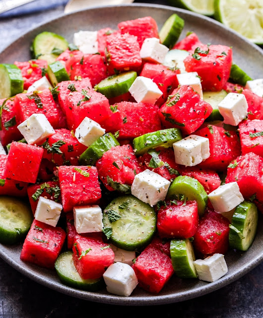 Watermelon Salad with Cucumber and Feta