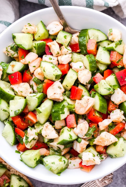Cucumber Shrimp Salad with Lemon and Herbs