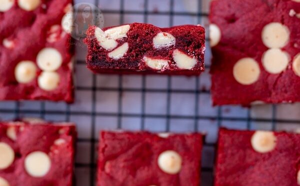 Red Velvet Cookie Bars!