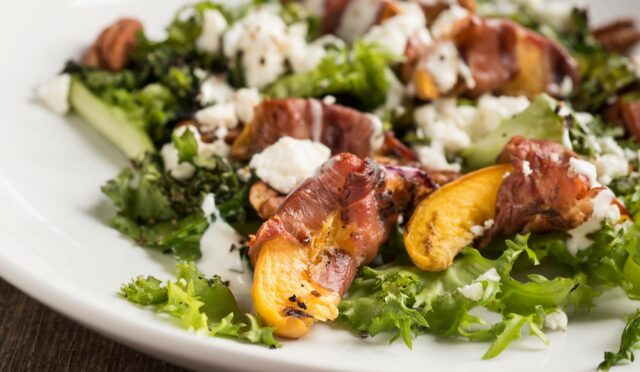 Grilled Peach and Prosciutto Morning Salad