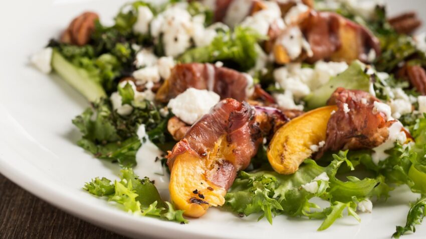 Grilled Peach and Prosciutto Morning Salad